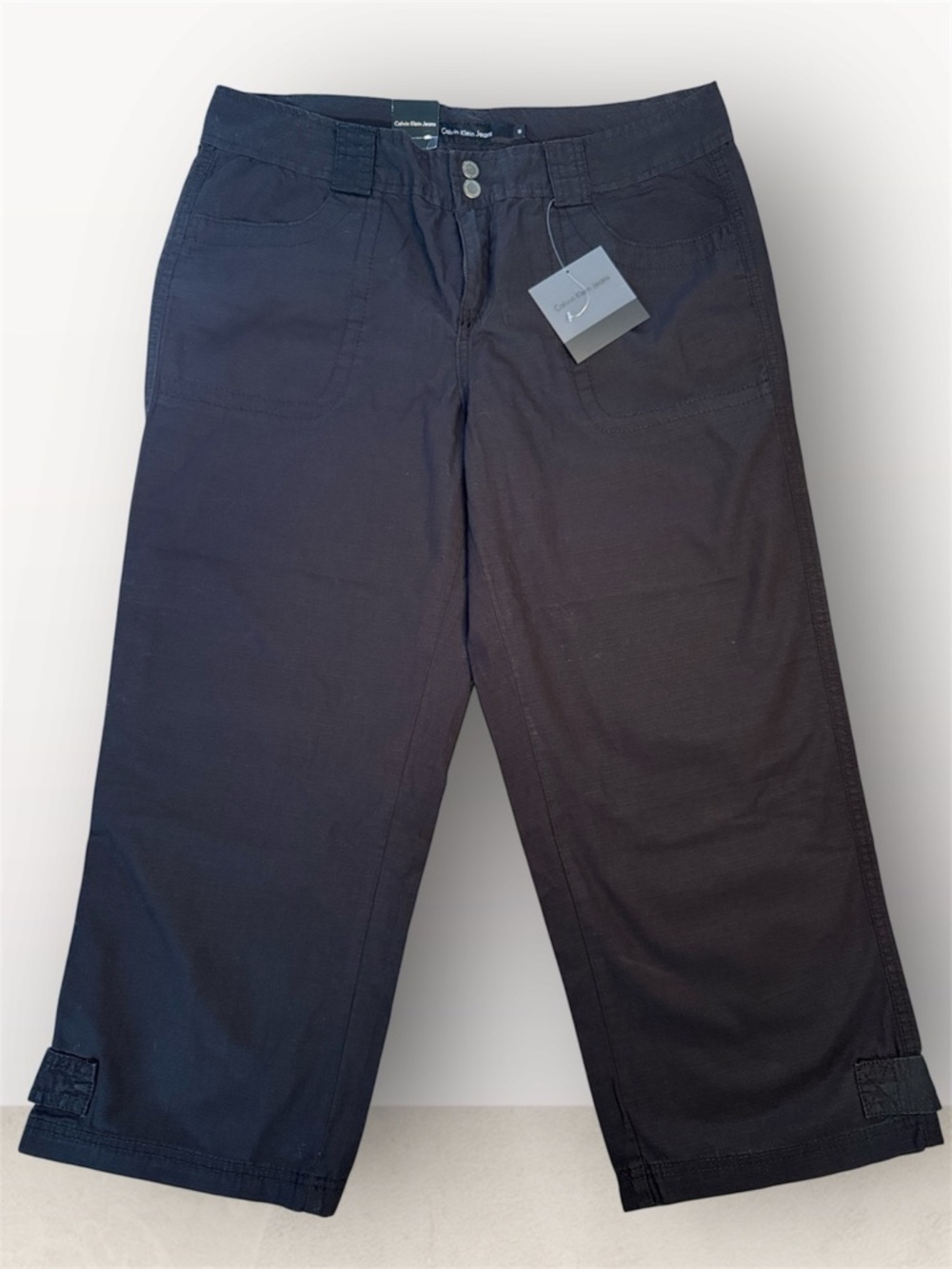 NWT Calvin Klein Jeans Women’s Black Wide Crop Capris sz 10